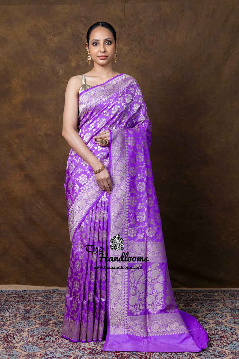 Pure Katan Silk Banarasi Handloom Saree - All Over Jaal Work