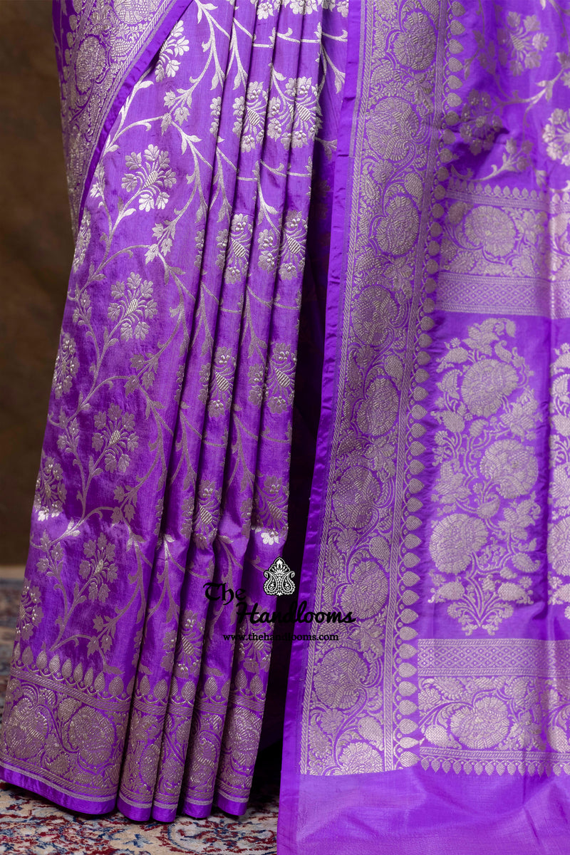 Pure Katan Silk Banarasi Handloom Saree - All Over Jaal Work