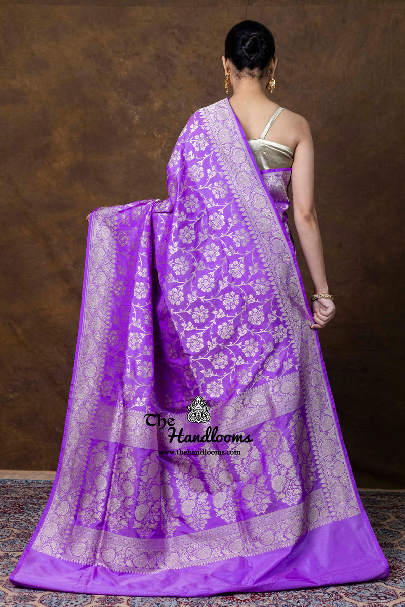 Pure Katan Silk Banarasi Handloom Saree - All Over Jaal Work
