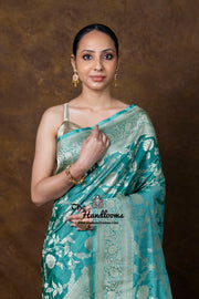 Pure Katan Silk Banarasi Handloom Saree - All Over Jaal Work - The Handlooms