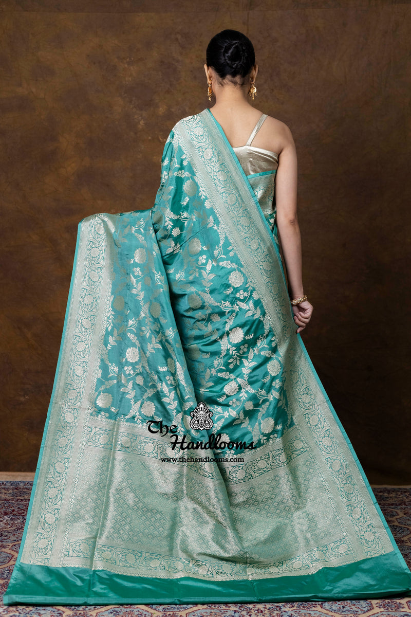 Pure Katan Silk Banarasi Handloom Saree - All Over Jaal Work - The Handlooms