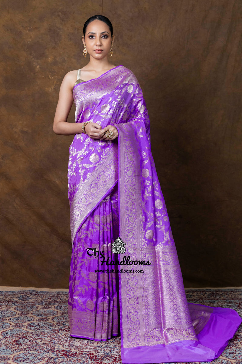 Pure Katan Silk Banarasi Handloom Saree - All Over Jaal Work