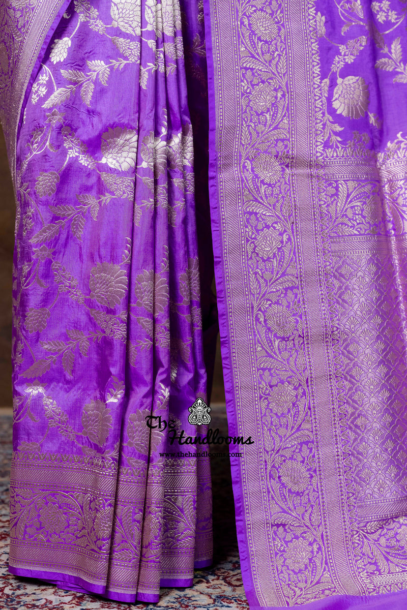 Pure Katan Silk Banarasi Handloom Saree - All Over Jaal Work