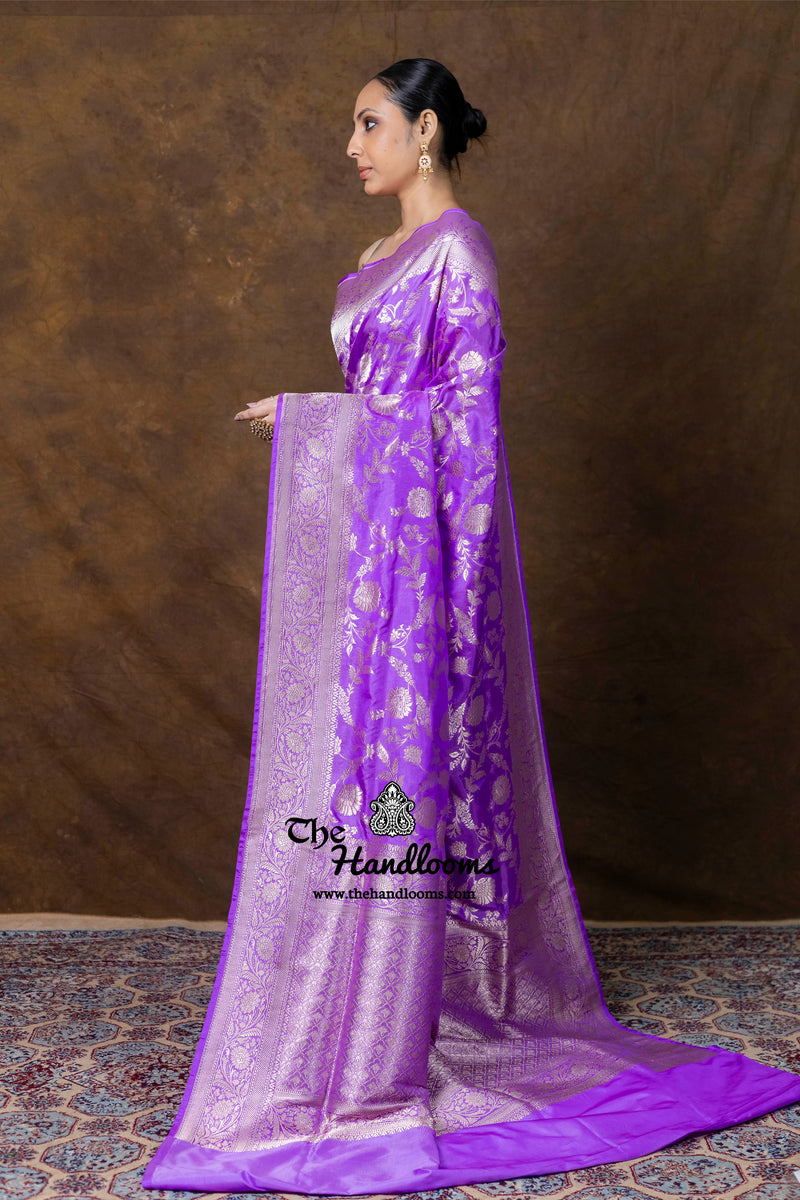 Pure Katan Silk Banarasi Handloom Saree - All Over Jaal Work