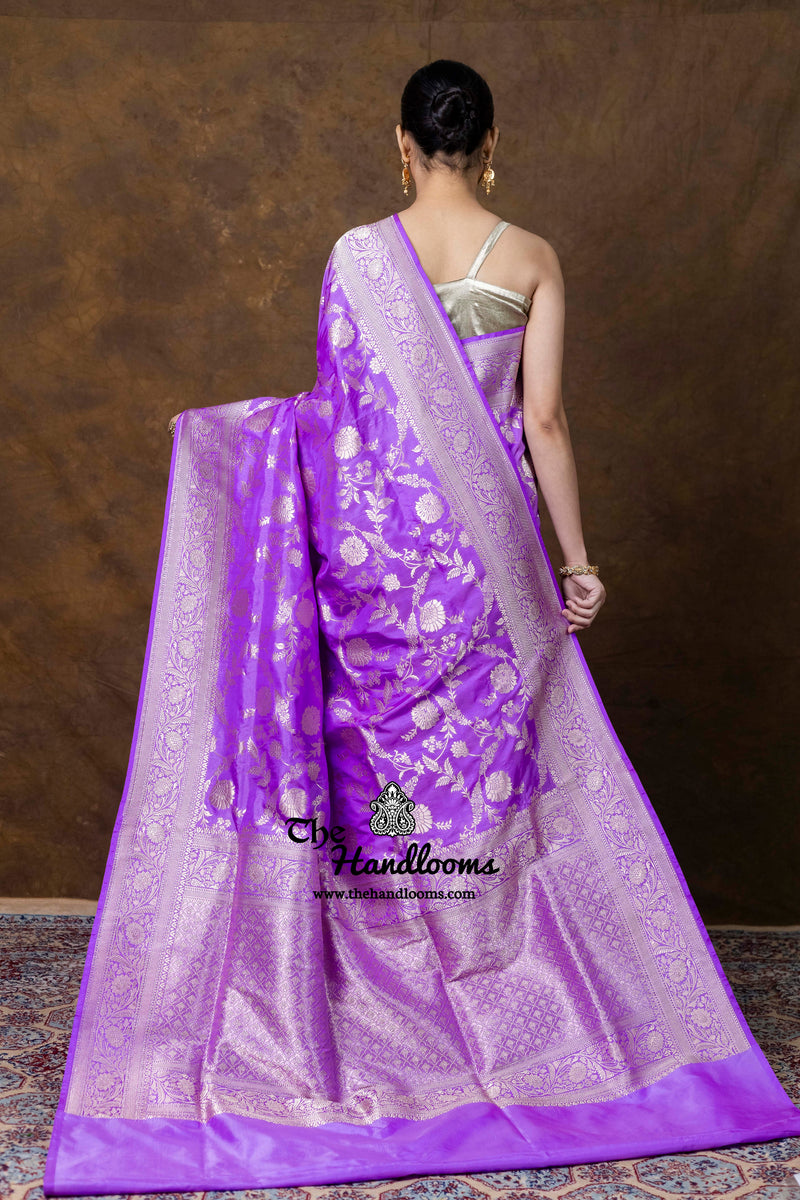 Pure Katan Silk Banarasi Handloom Saree - All Over Jaal Work