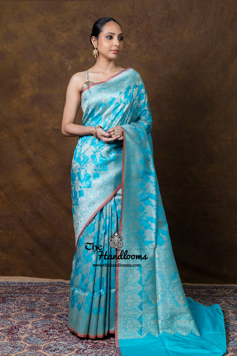 Pure Katan Silk Banarasi Handloom Saree - All Over Jaal Work