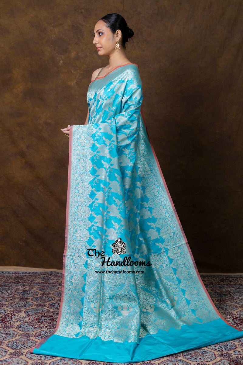 Pure Katan Silk Banarasi Handloom Saree - All Over Jaal Work