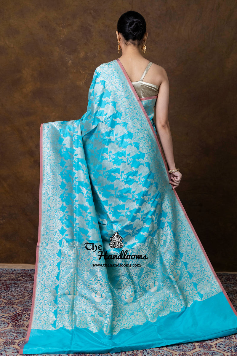 Pure Katan Silk Banarasi Handloom Saree - All Over Jaal Work