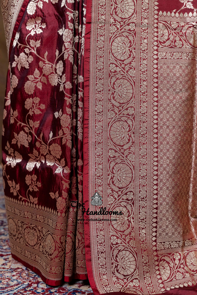 Pure Katan Silk Banarasi Handloom Saree - All Over Jaal Work