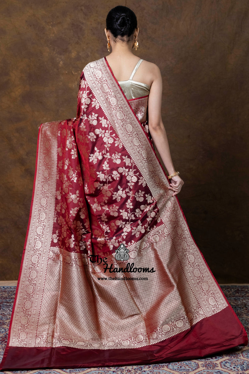 Pure Katan Silk Banarasi Handloom Saree - All Over Jaal Work