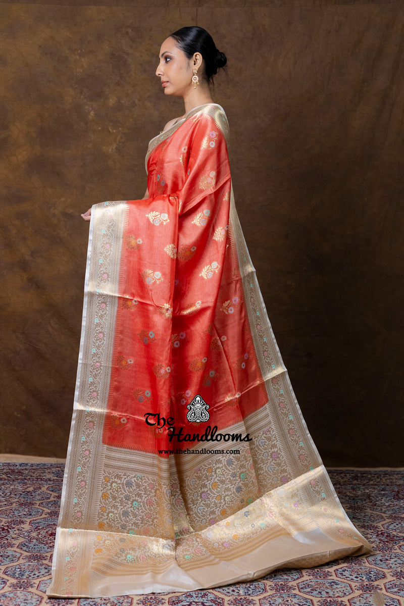 Pure Tussar Silk Handloom Banarasi Saree - Meenakari