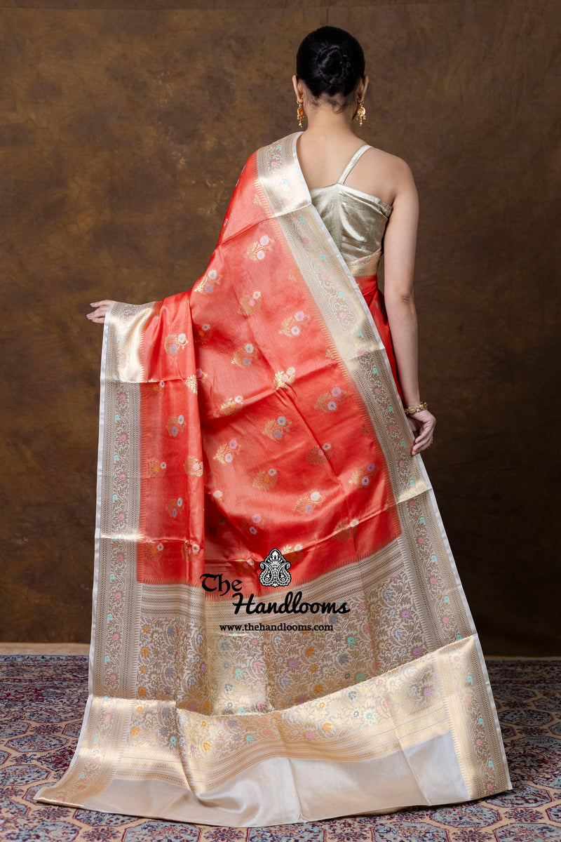Pure Tussar Silk Handloom Banarasi Saree - Meenakari