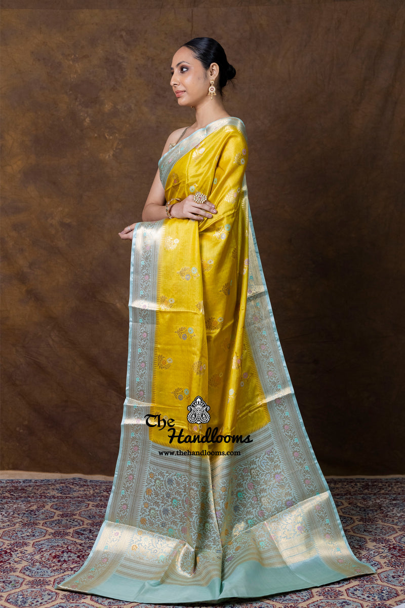 Pure Tussar Silk Handloom Banarasi Saree - Meenakari
