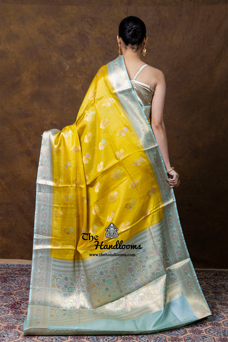 Pure Tussar Silk Handloom Banarasi Saree - Meenakari