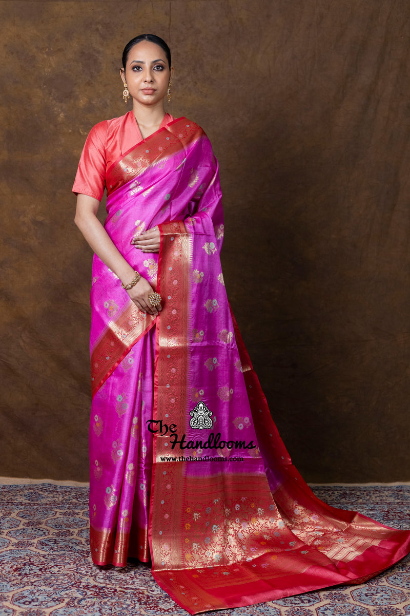 Pure Tussar Silk Handloom Banarasi Saree - Meenakari