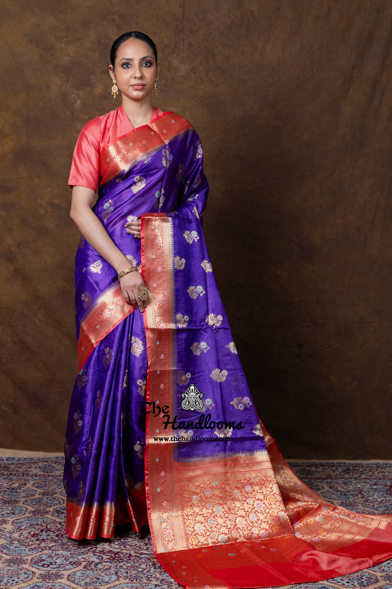 Pure Tussar Silk Handloom Banarasi Saree - Meenakari