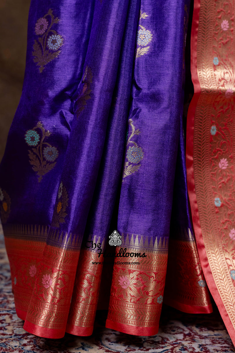 Pure Tussar Silk Handloom Banarasi Saree - Meenakari