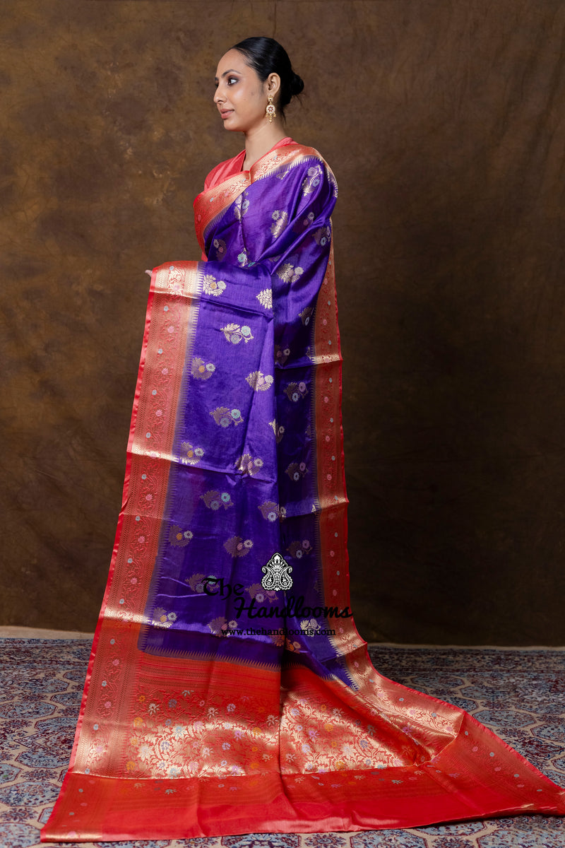 Pure Tussar Silk Handloom Banarasi Saree - Meenakari