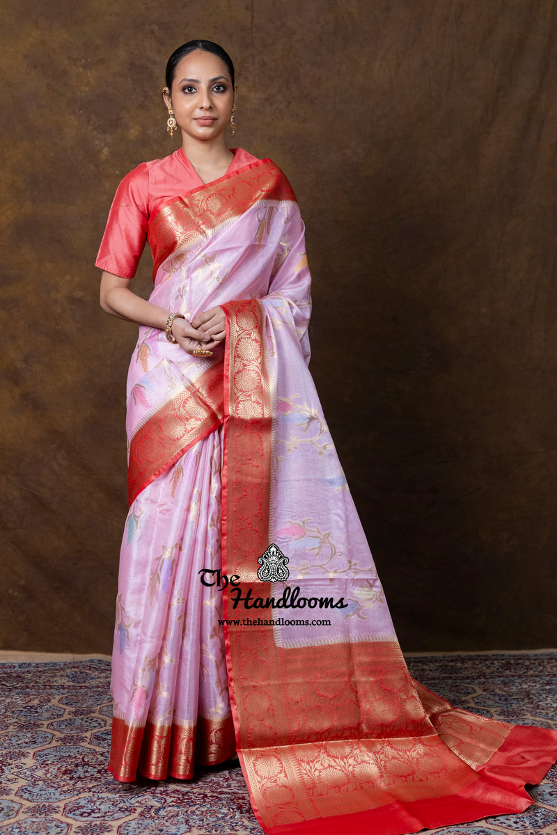 Pure Tussar Silk Handloom Banarasi Saree - Meenakari