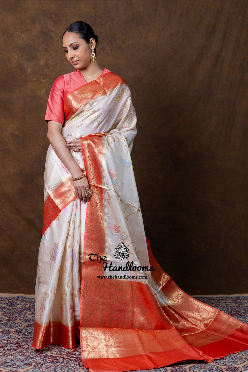 Pure Tussar Silk Handloom Banarasi Saree - Meenakari