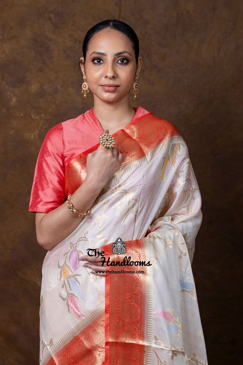 Pure Tussar Silk Handloom Banarasi Saree - Meenakari