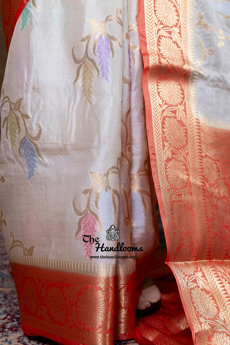 Pure Tussar Silk Handloom Banarasi Saree - Meenakari