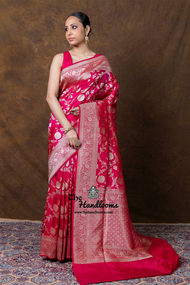 Pure Katan Silk Banarasi Handloom Saree - All Over Jaal Work