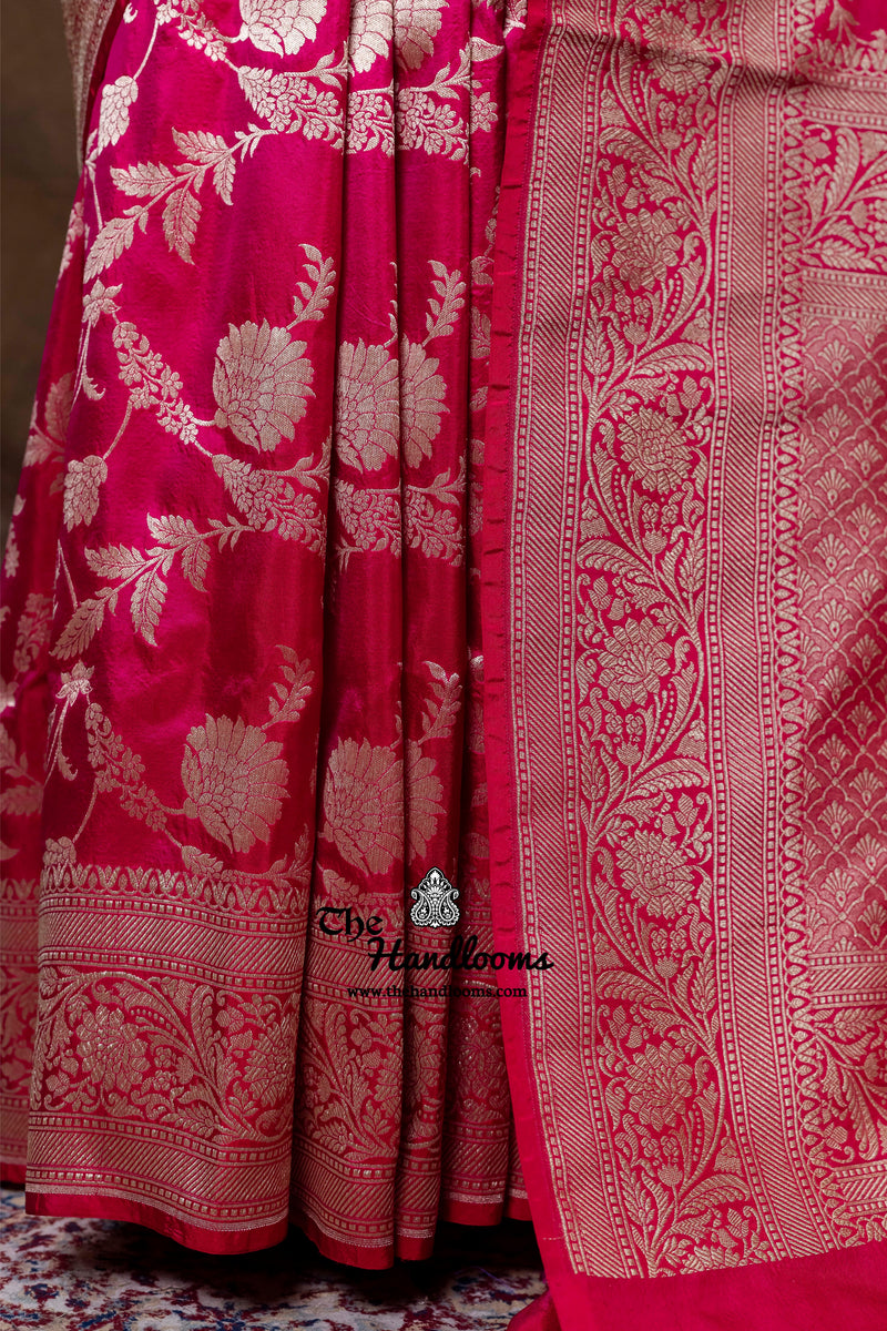 Pure Katan Silk Banarasi Handloom Saree - All Over Jaal Work