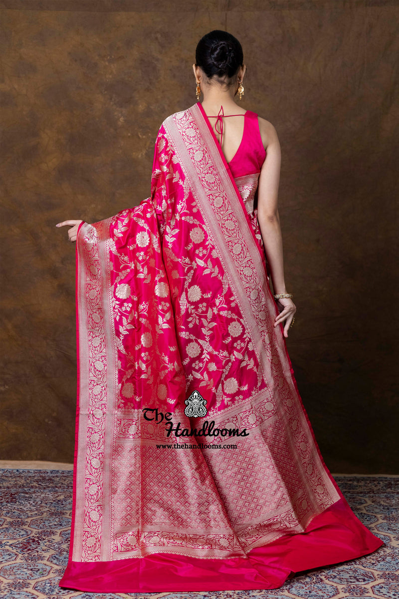 Pure Katan Silk Banarasi Handloom Saree - All Over Jaal Work