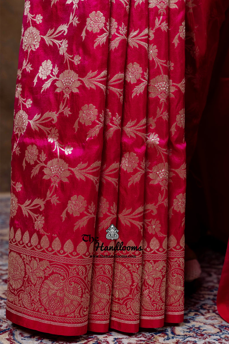 Pure Katan Silk Banarasi Handloom Saree - All Over Jaal Work