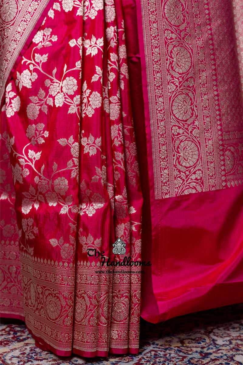 Pure Katan Silk Banarasi Handloom Saree - All Over Jaal Work