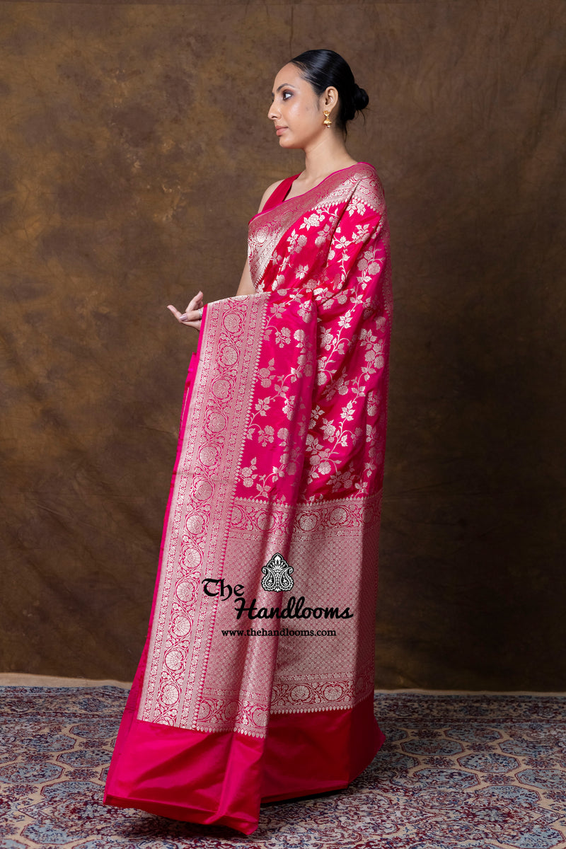 Pure Katan Silk Banarasi Handloom Saree - All Over Jaal Work