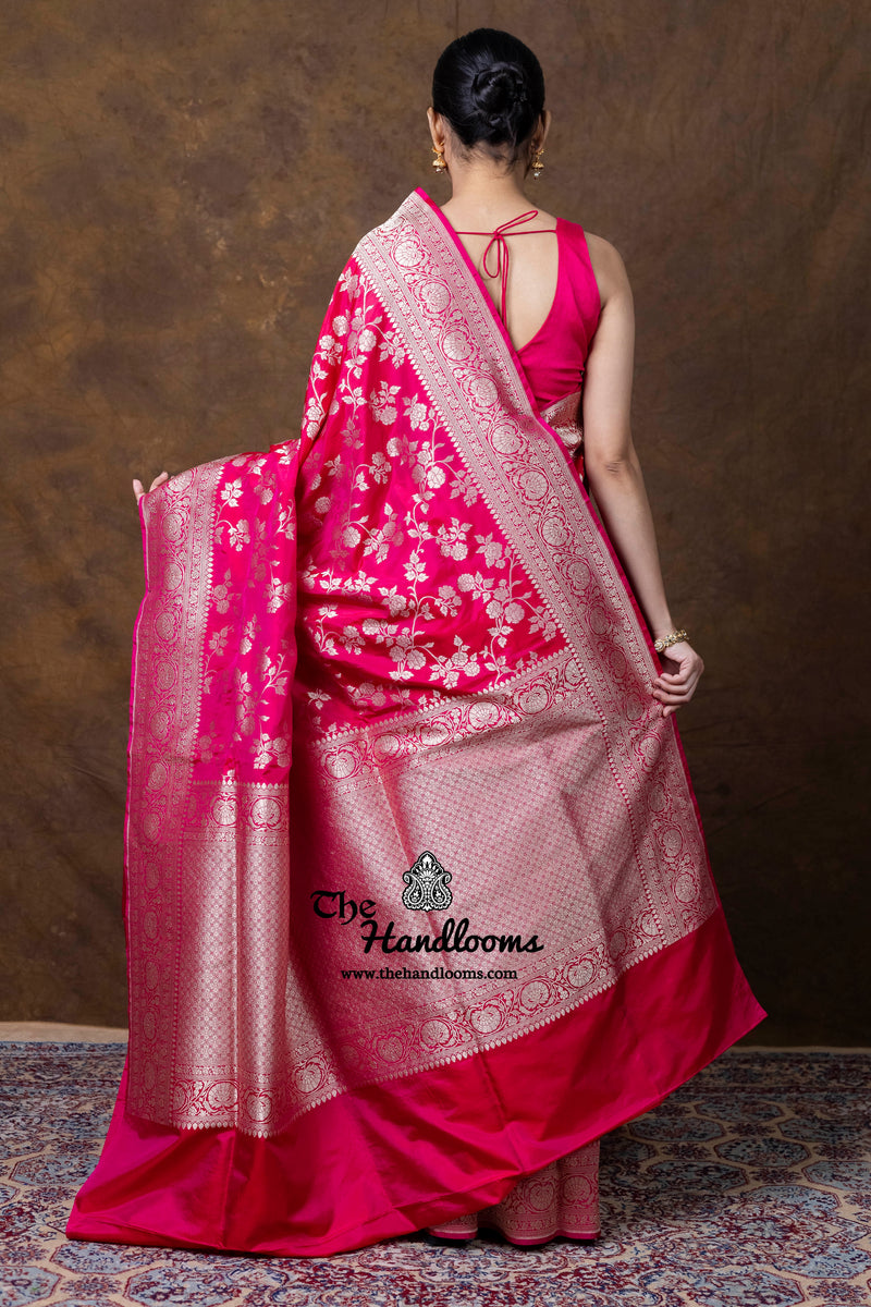 Pure Katan Silk Banarasi Handloom Saree - All Over Jaal Work