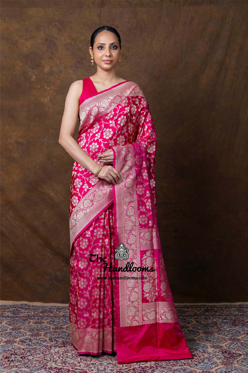 Pure Katan Silk Banarasi Handloom Saree - All Over Jaal Work