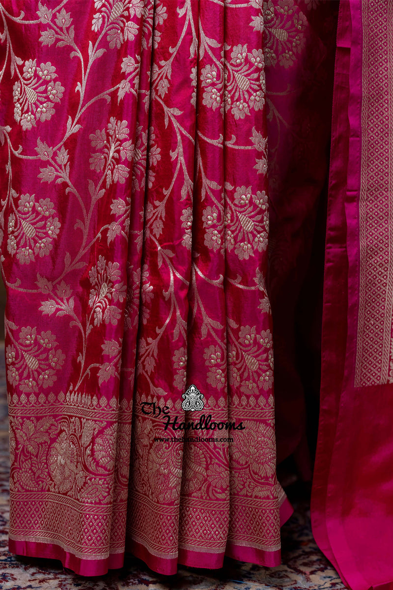 Pure Katan Silk Banarasi Handloom Saree - All Over Jaal Work