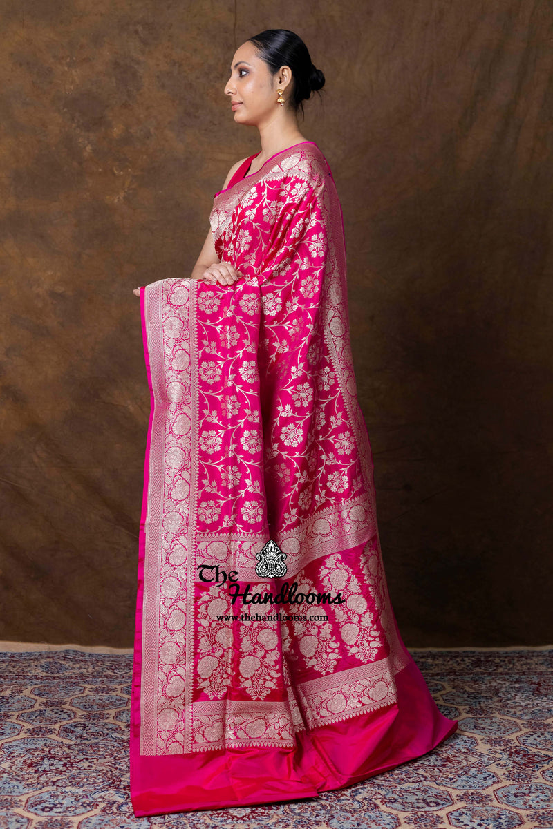 Pure Katan Silk Banarasi Handloom Saree - All Over Jaal Work