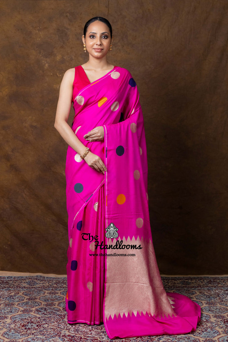 Pure Satan Katan Silk Banarasi Handloom Saree - All Over Boota