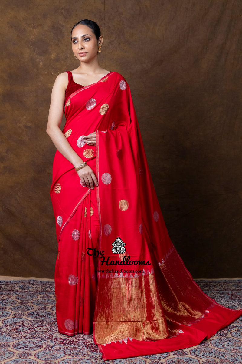 Pure Satan Katan Silk Banarasi Handloom Saree - All Over Boota