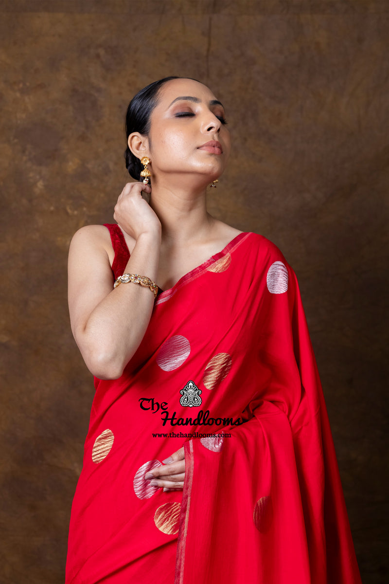 Pure Satan Katan Silk Banarasi Handloom Saree - All Over Boota