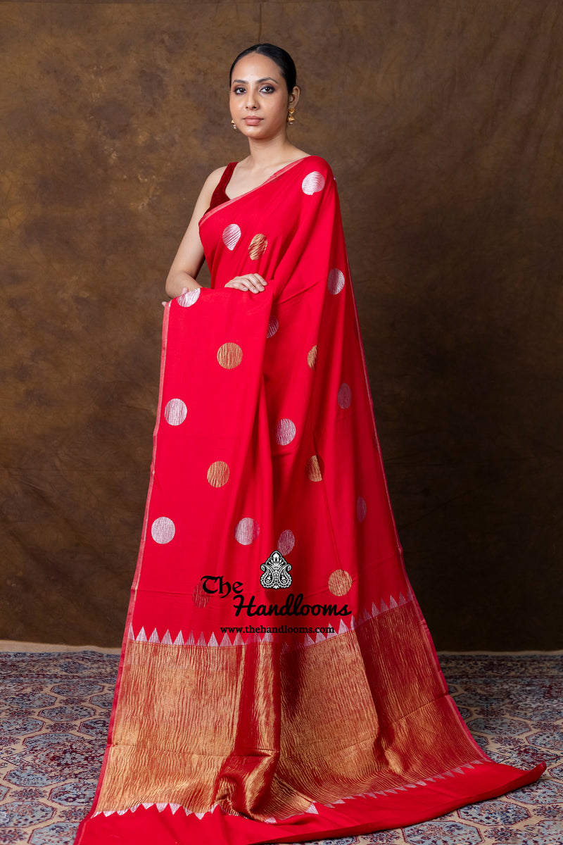 Pure Satan Katan Silk Banarasi Handloom Saree - All Over Boota