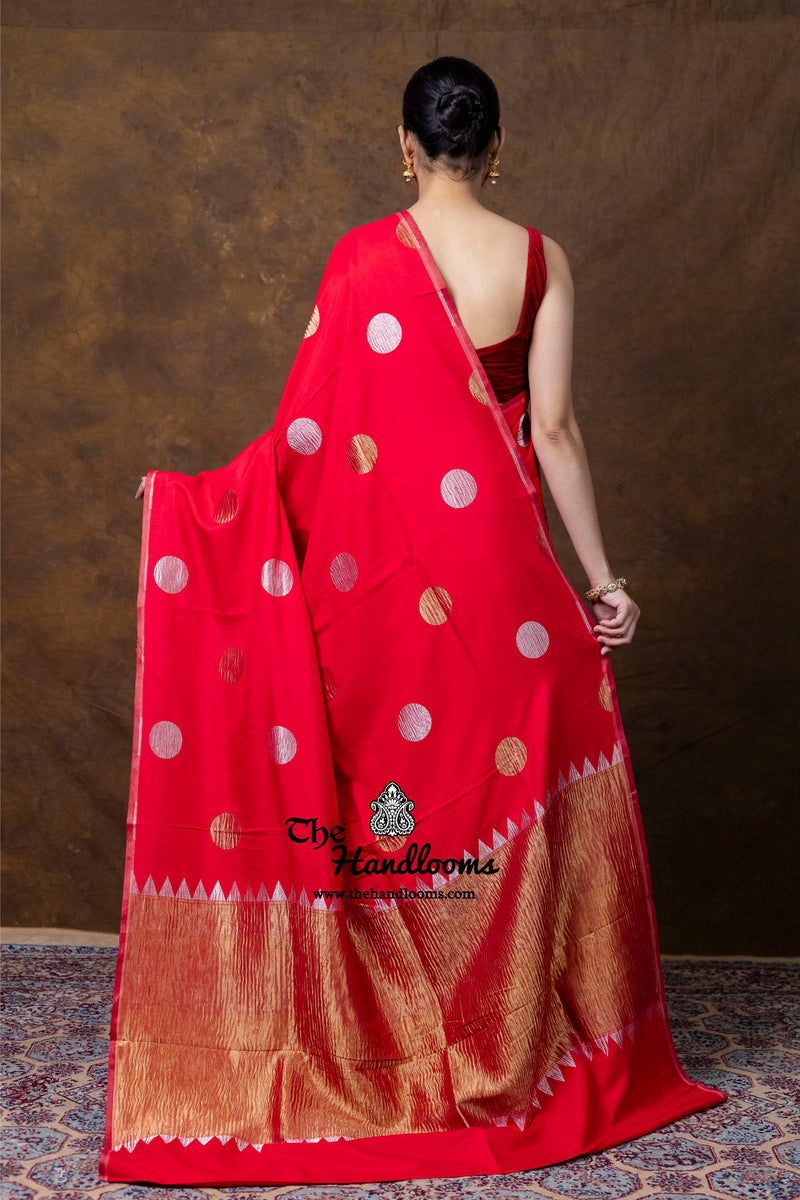 Pure Satan Katan Silk Banarasi Handloom Saree - All Over Boota