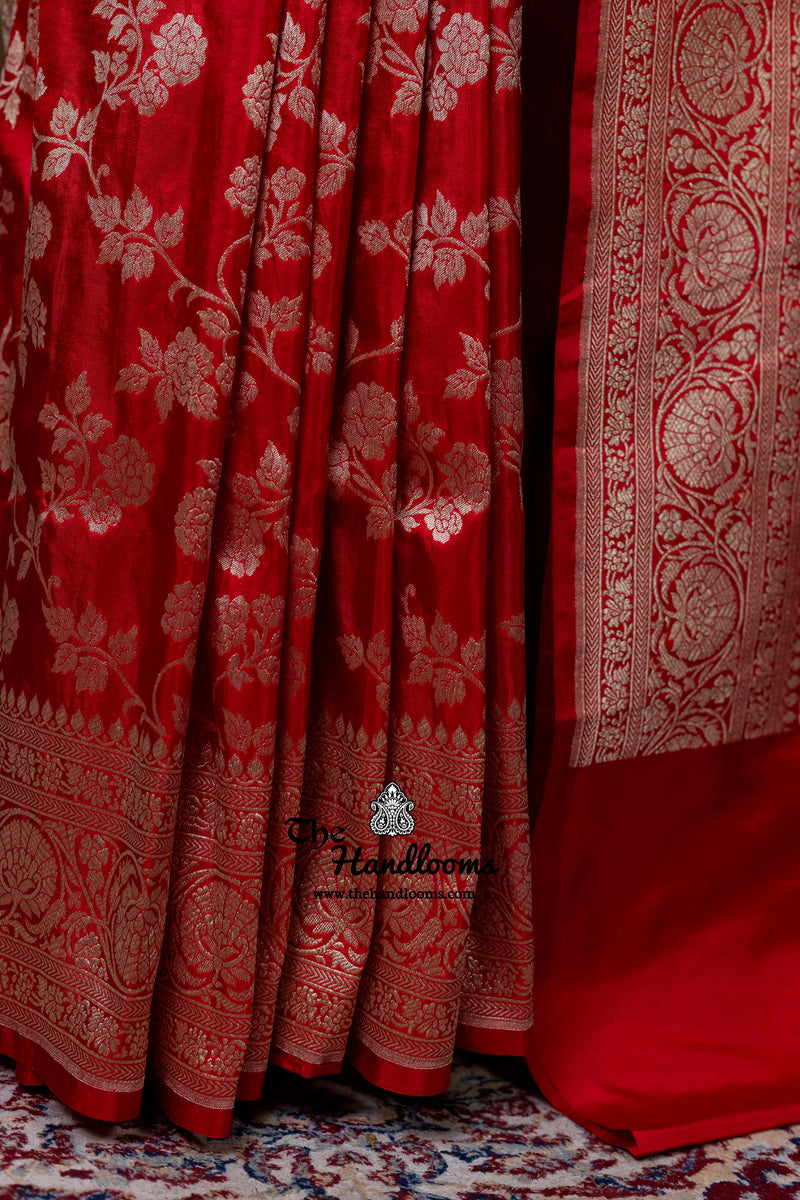 Pure Katan Silk Banarasi Handloom Saree - All Over Jaal Work