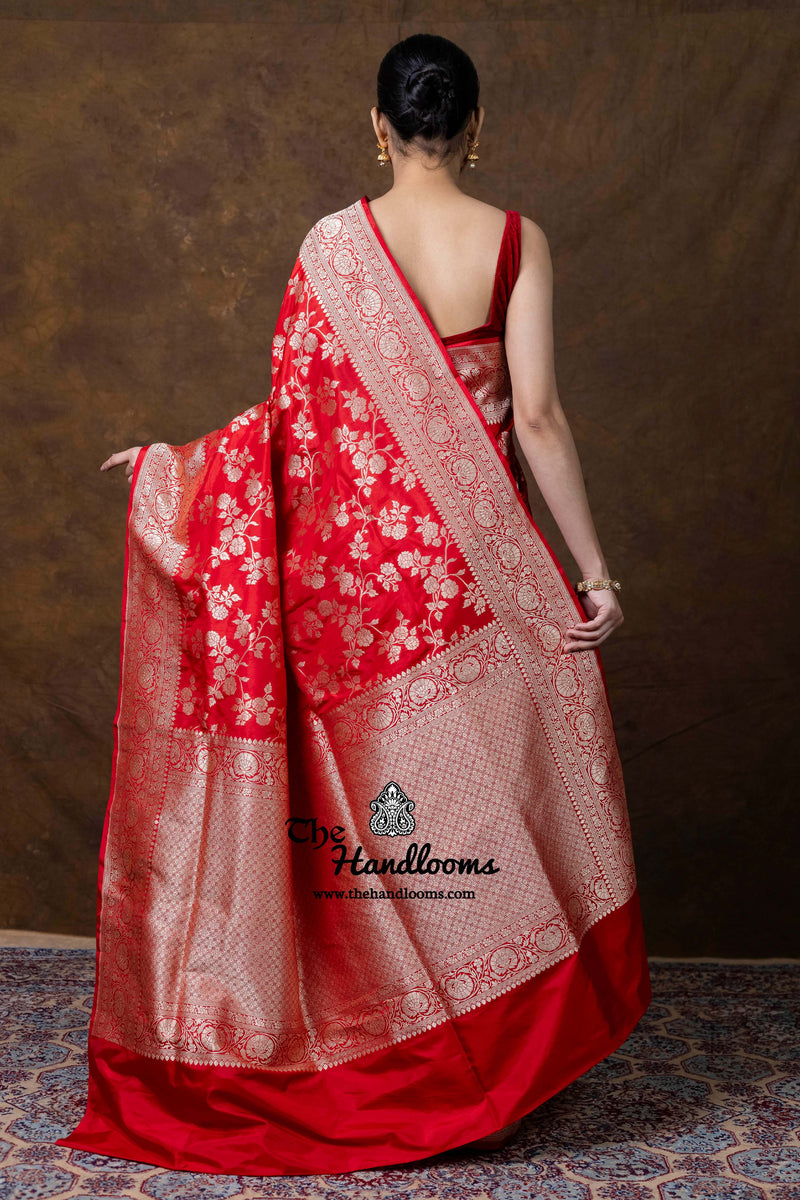 Pure Katan Silk Banarasi Handloom Saree - All Over Jaal Work