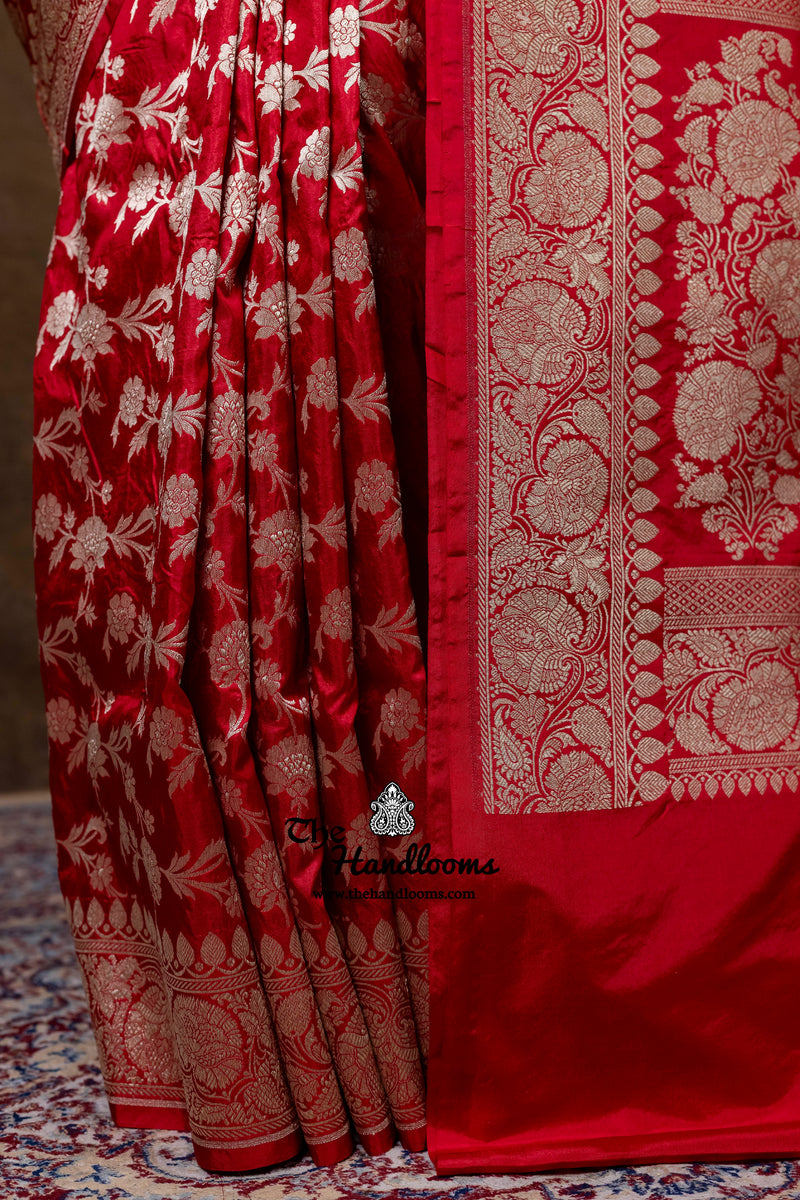 Pure Katan Silk Banarasi Handloom Saree - All Over Jaal Work