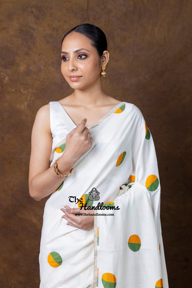 Pure Satan Silk Banarasi Handloom Saree - All Over Boota