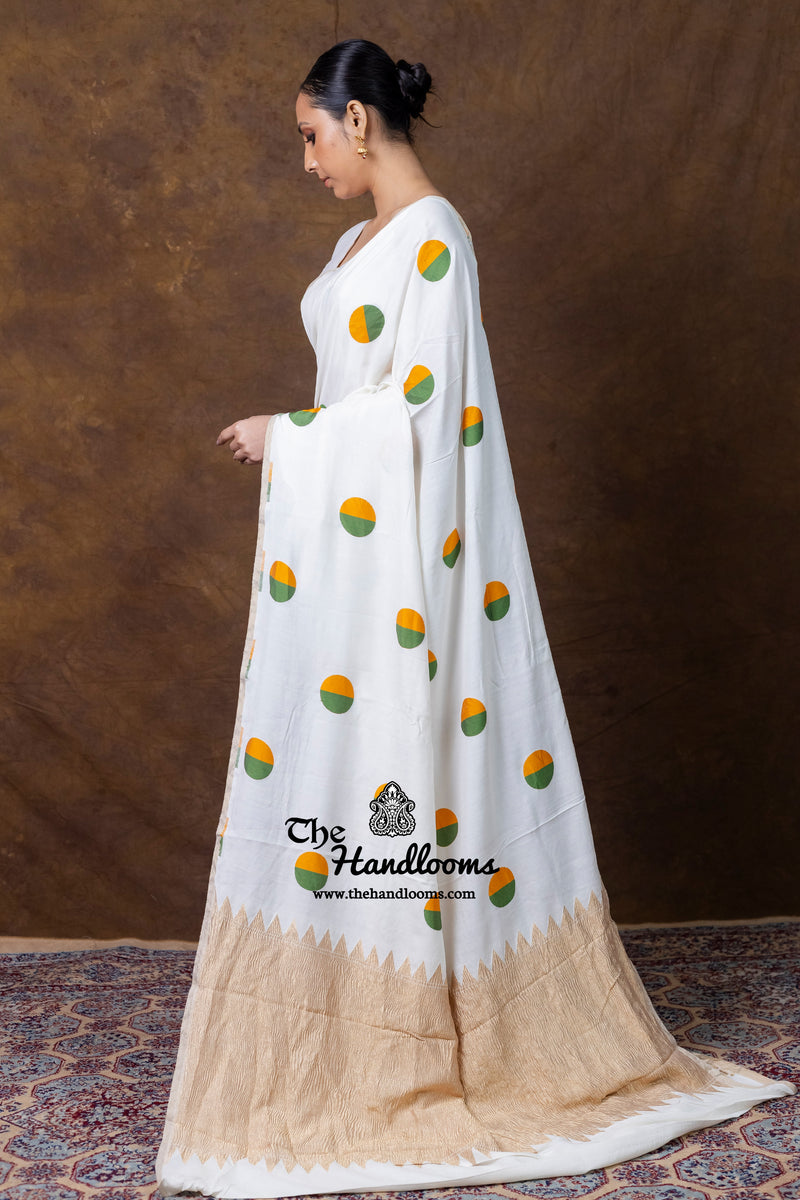 Pure Satan Silk Banarasi Handloom Saree - All Over Boota