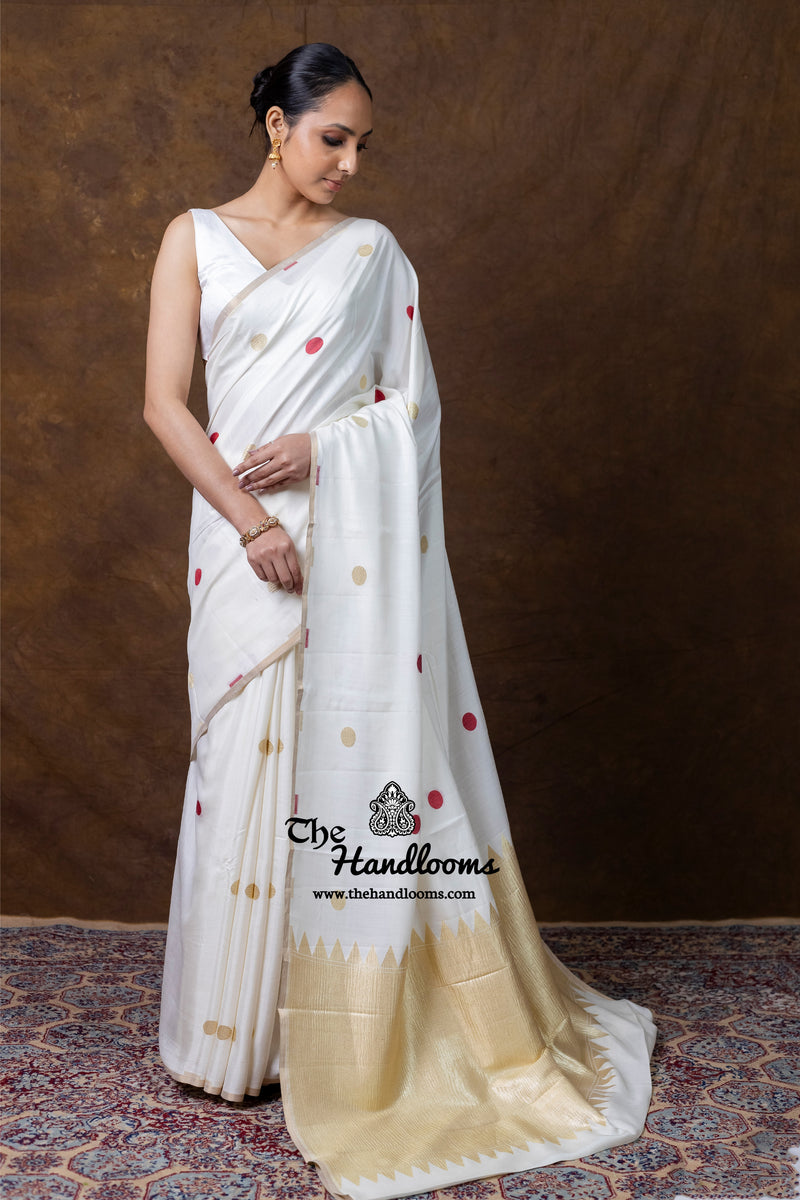 Pure Satan Katan Silk Banarasi Handloom Saree - All Over Motifs