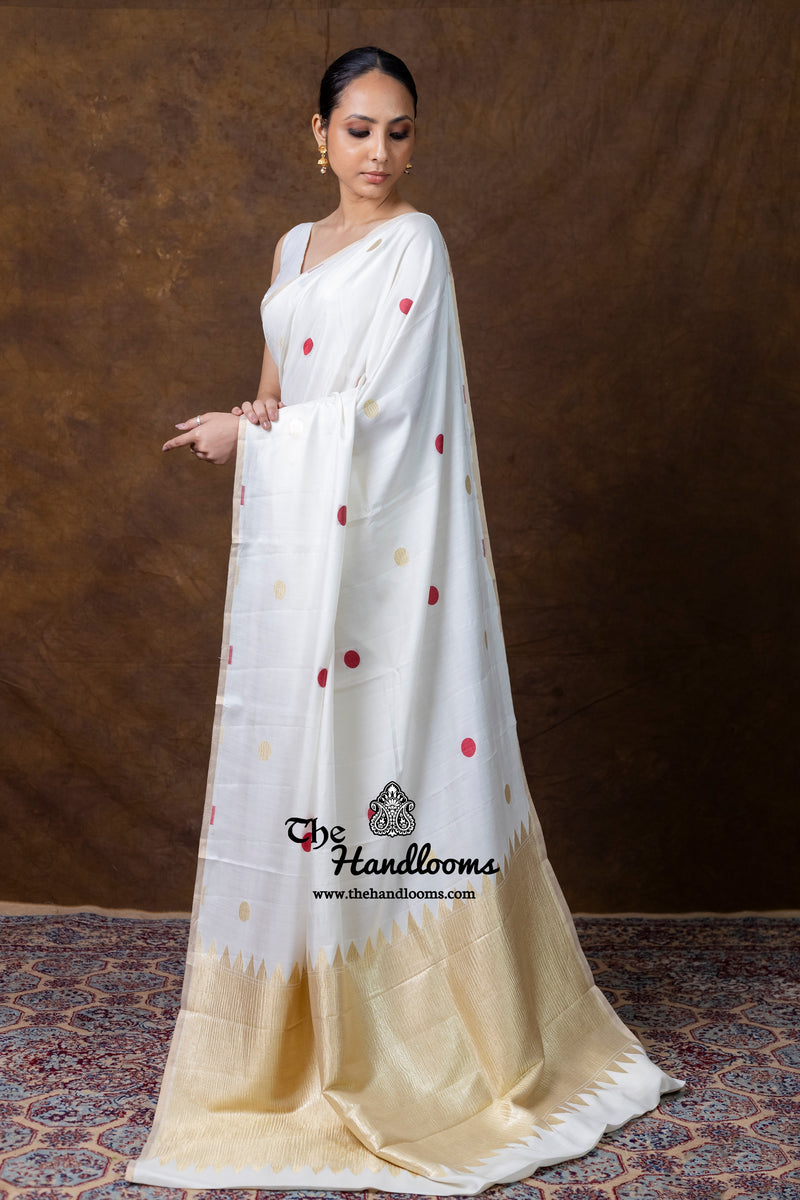 Pure Satan Katan Silk Banarasi Handloom Saree - All Over Motifs