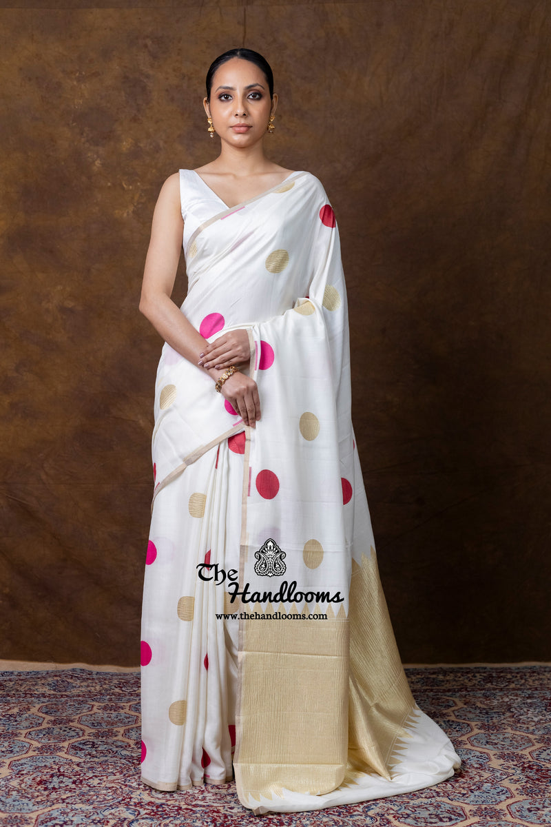 Pure Satan Silk Banarasi Handloom Saree - All Over Boota