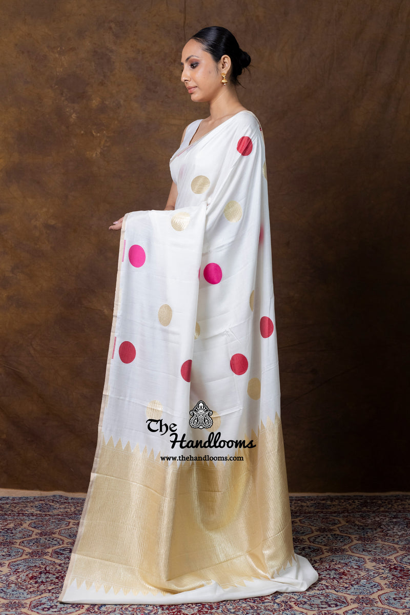 Pure Satan Silk Banarasi Handloom Saree - All Over Boota